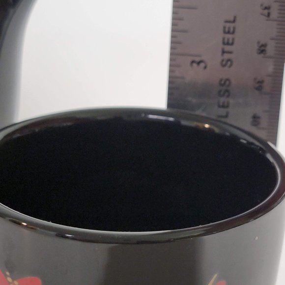 Black Teapot and Cup Set Red Flower Design Asian Missing Handle - Picture 14 of 14